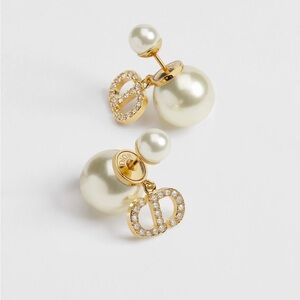 Dior Gold and White Pearl Earrings